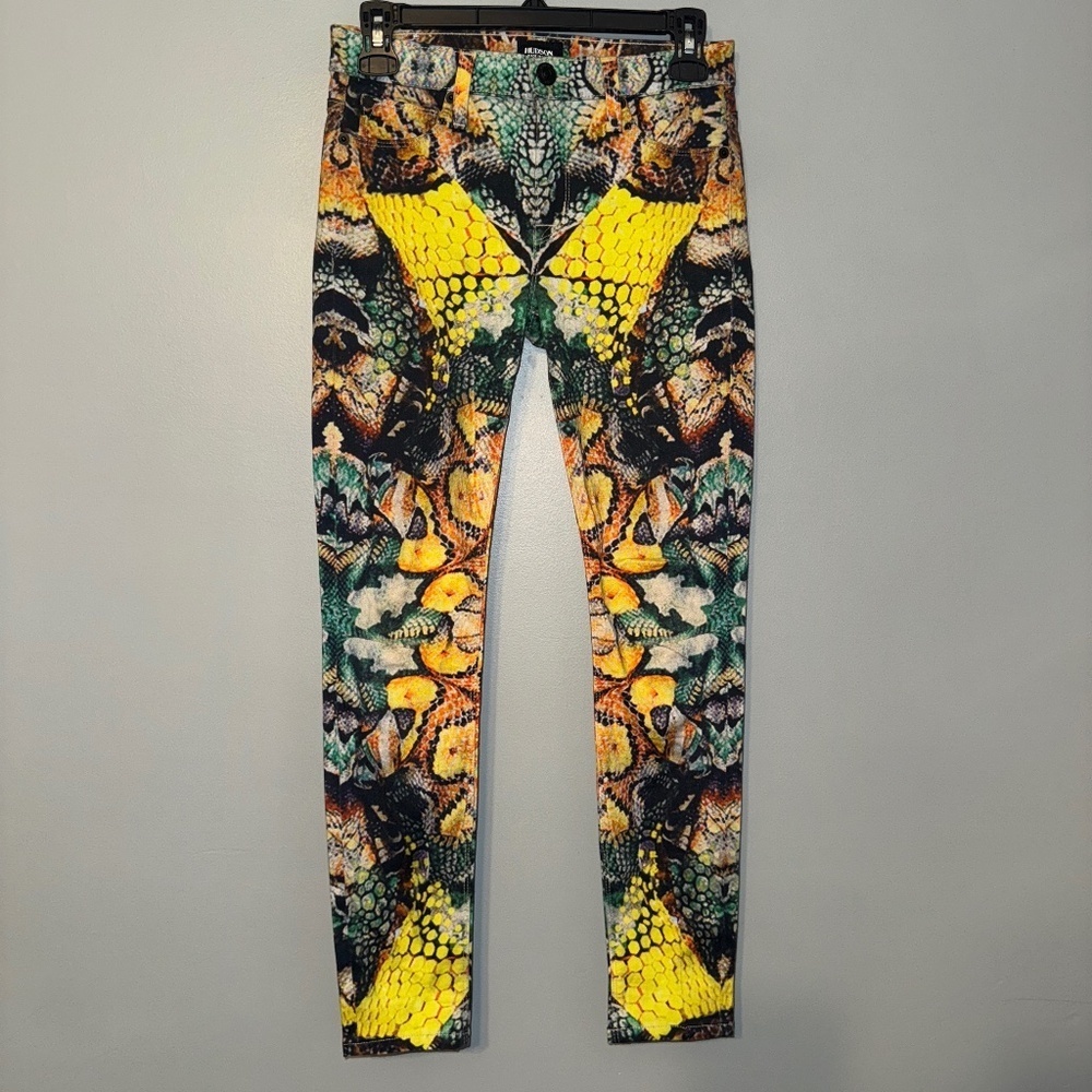 Hudson Nico Mid Rise Super Skinny Milky Way Multicolor Snakeskin Design Size 25 - Picture 2 of 9